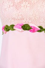Load image into Gallery viewer, 1960s Dress Chiffon Lace Pink Column Gown XS