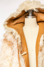 Load image into Gallery viewer, 1970s Coat Leather Mongolian Lamb Reversible Hooded M