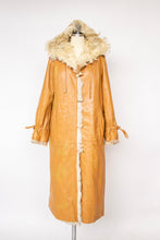 Load image into Gallery viewer, 1970s Coat Leather Mongolian Lamb Reversible Hooded M