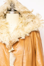 Load image into Gallery viewer, 1970s Coat Leather Mongolian Lamb Reversible Hooded M