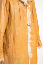 Load image into Gallery viewer, 1970s Coat Leather Mongolian Lamb Reversible Hooded M