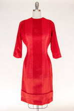 Load image into Gallery viewer, 1960s Dress Wool Woven Fitted Burgundy Red S