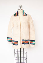 Load image into Gallery viewer, 1970s Sweater Hand Knit Chunky Grannie Cardigan M