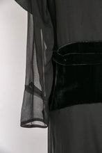 Load image into Gallery viewer, 1920s Dress Black Velvet Chiffon Illusion Deco M