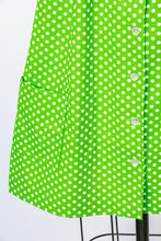 Load image into Gallery viewer, 1960s Shirt Dress Polka Dot Green S/M