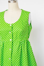 Load image into Gallery viewer, 1960s Shirt Dress Polka Dot Green S/M