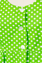 Load image into Gallery viewer, 1960s Shirt Dress Polka Dot Green S/M