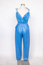 Load image into Gallery viewer, 1980s Jumpsuit Blue Cotton Romper S/M