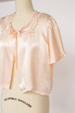 Load image into Gallery viewer, 1940s Bed Jacket Peach Satin Lounge Lingerie S/M