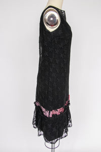 1960s Dress Black Illusion Lace Mermaid S