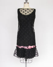 Load image into Gallery viewer, 1960s Dress Black Illusion Lace Mermaid S