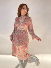 Load image into Gallery viewer, 1970s Dress Floral Nylon Chiffon Bishop Sleeve M