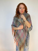Load image into Gallery viewer, 1970s Wool Mohair Wrap Plaid Poncho Knit Shawl