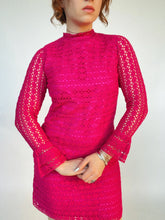 Load image into Gallery viewer, 1970s Dress Mexican Cotton Lace Shift 60s S
