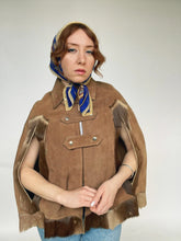 Load image into Gallery viewer, 1970s Cape Brown Suede Coat Leather Patchwork Suede