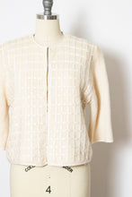 Load image into Gallery viewer, 1950s Sweater Wool Knit Cardigan Cream Beaded S