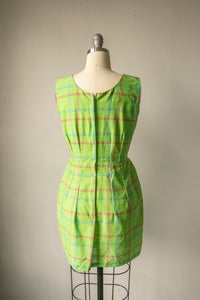 1960s Mini Dress Cotton Plaid S