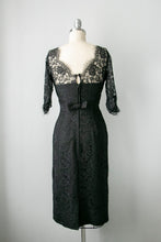 Load image into Gallery viewer, 1950s Dress Black Illusion Chantilly Lace XS