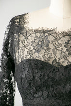 Load image into Gallery viewer, 1950s Dress Black Illusion Chantilly Lace XS
