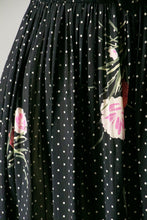 Load image into Gallery viewer, 1970s Dress Polka Dot Dark Floral Sheer Chiffon S