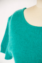 Load image into Gallery viewer, 1980s Sweater Knit Top Teal Angora Deadstock M