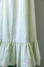 Load image into Gallery viewer, 1970s Maxi Dress Green Eyelet Lace M