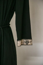 Load image into Gallery viewer, 1950s Dress Black Rayon Crepe Embroidered L
