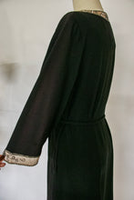 Load image into Gallery viewer, 1950s Dress Black Rayon Crepe Embroidered L
