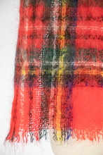 Load image into Gallery viewer, 1960s Scarf Mohair Wool Red Plaid Knit Wrap