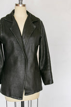 Load image into Gallery viewer, 1960s Coat Leather Jacket Black S