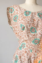 Load image into Gallery viewer, 1950s Dress Cotton Floral Full Skirt XS