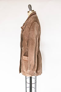 1980s Coat Suede Leather Taupe S