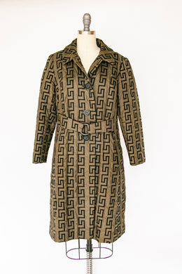 1960s Coat Faux Fur Lined Zig Zag