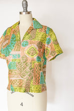 Load image into Gallery viewer, 1960s Blouse Cotton Printed Top M