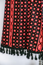 Load image into Gallery viewer, 1970s Maxi Dress Printed Shawl Set Fringe S