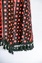Load image into Gallery viewer, 1970s Maxi Dress Printed Shawl Set Fringe S