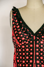 Load image into Gallery viewer, 1970s Maxi Dress Printed Shawl Set Fringe S