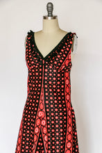 Load image into Gallery viewer, 1970s Maxi Dress Printed Shawl Set Fringe S