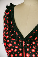 Load image into Gallery viewer, 1970s Maxi Dress Printed Shawl Set Fringe S