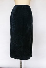 Load image into Gallery viewer, 1980s Skirt Blue Suede Leather High Waist M