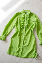 Load image into Gallery viewer, 1960s Shirt Dress Ruffle Shift M