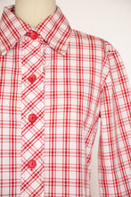 Load image into Gallery viewer, 1960s Shirt Dress Plaid Cotton Shift S