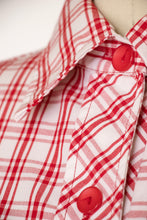Load image into Gallery viewer, 1960s Shirt Dress Plaid Cotton Shift S