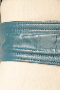 1980s Blue Green Leather Wide Waist Cinch M