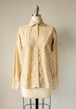 Load image into Gallery viewer, 1970s Shirt Cotton Floral Blouse S
