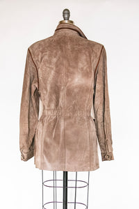 1980s Coat Suede Leather Taupe S