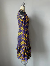 Load image into Gallery viewer, 1960s Dress Cotton Floral Ruffle Shift M