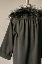 Load image into Gallery viewer, 1960s Shirt Dress Feather Collar M