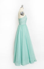 Load image into Gallery viewer, 1950s Dress Sea Foam Flocked Polka Dot Gown Small