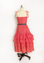 Load image into Gallery viewer, 1970s Dress Red Polka Dot Ruffle Full Skirt M